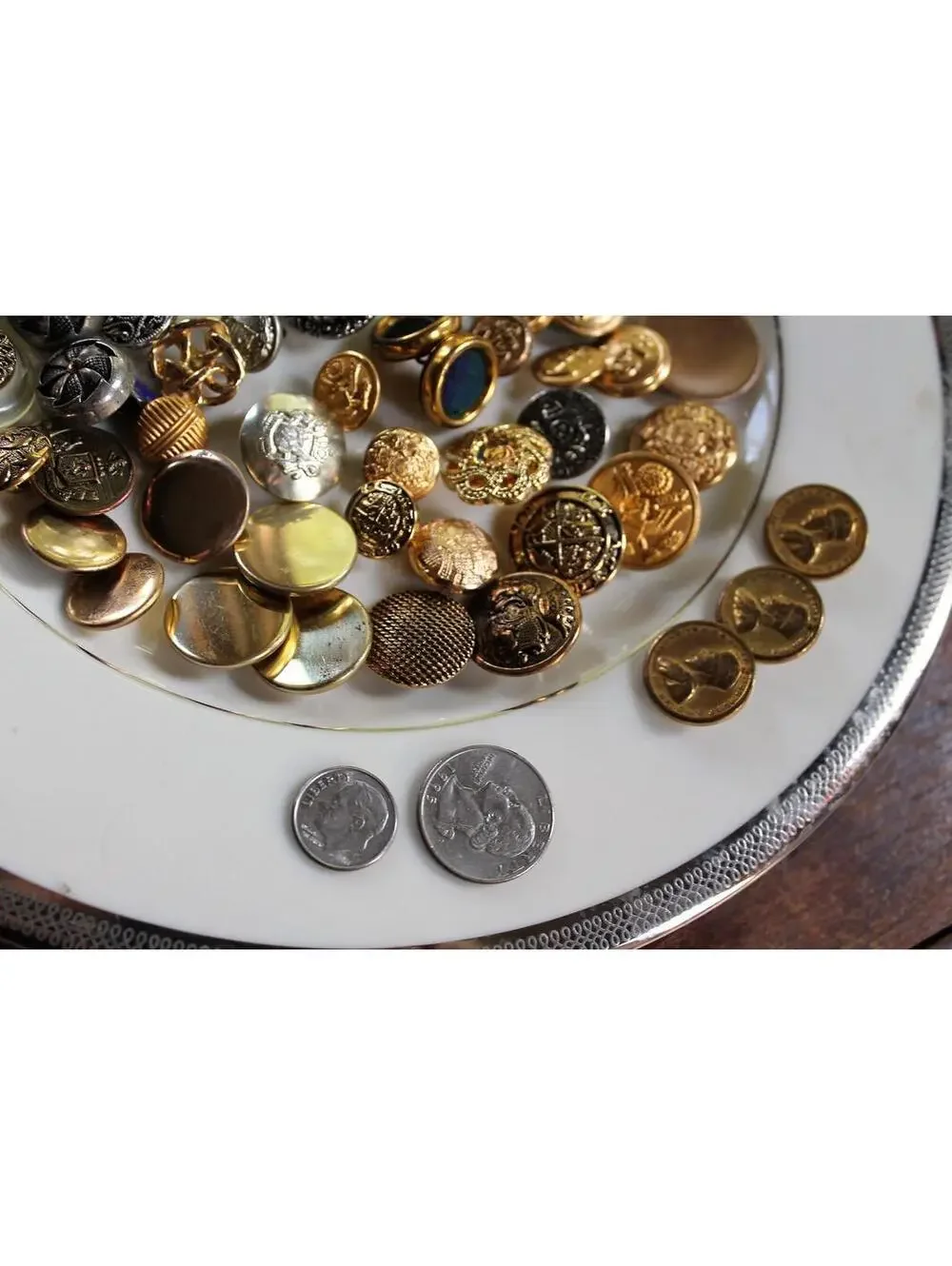 Vintage Button Lot #44, 65 METAL, Assorted Sizes/Styles, Crafting Lot
